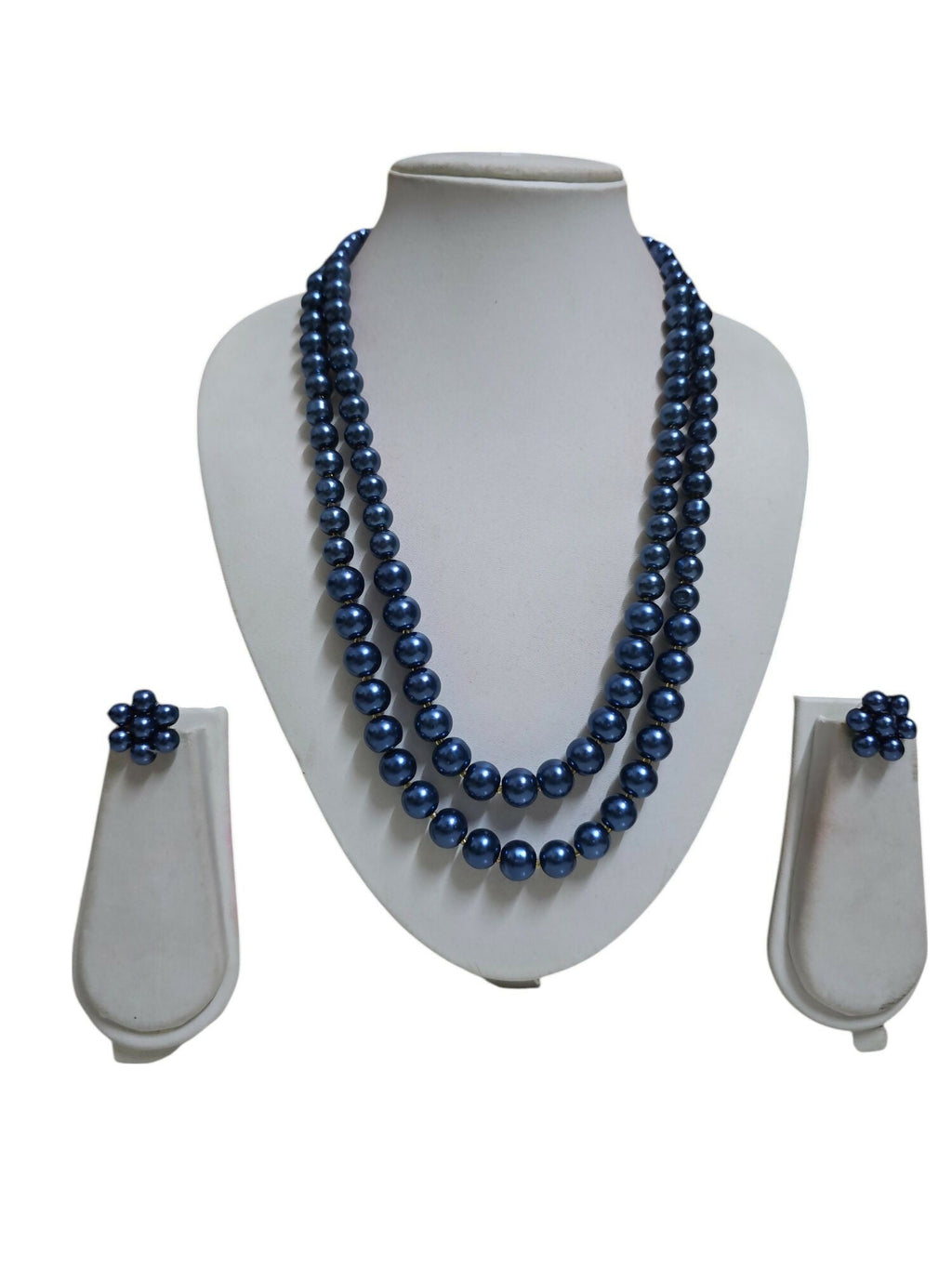 Inhanns Everyday Workwear Pearl Set (Double Layered Pearls) - Teelblue | Grocsy