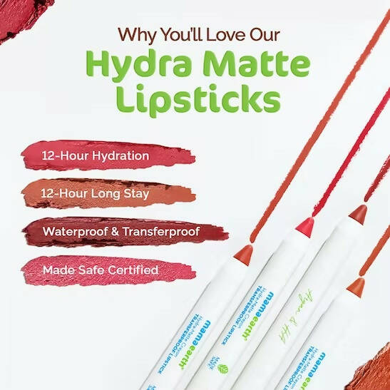 Mamaearth Hydra-Matte Crayon Transferproof Lipstick Passion fruit Wine | Grocsy