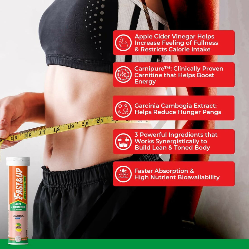 Fast&Up ACV + Carnitine, 500mg ACV , 350mg L-Carnitine, 500mg Garcinia - Lemon Flavour | Grocsy