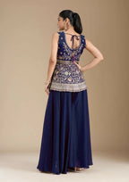 Teeya Creation Blue Color Star Georgette Party Wear Designer Peplum Sharara Set | Grocsy