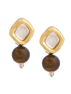 Ruby Raang Brown Tiger Eye Stone Kundan Studs | Grocsy
