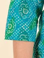 Aramya Straight Soft Cotton Bandhani Print Women's Kurta - Blue | Grocsy