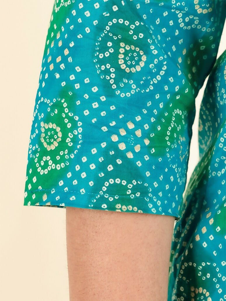 Aramya Straight Soft Cotton Bandhani Print Women's Kurta - Blue | Grocsy