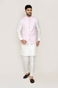 Joban Fashion White Colored Art Silk Fabric Kurta, Jacket With Straight Fit Pant | Grocsy