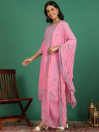 Sangria Embroidered Kurta & Trouser With Dupatta | Grocsy