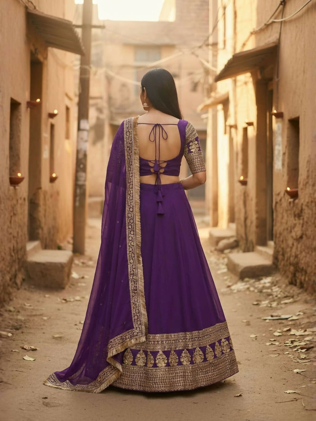 Lehenga Mart Designer Indian Wedding Lehenga Choli-Purple | Grocsy