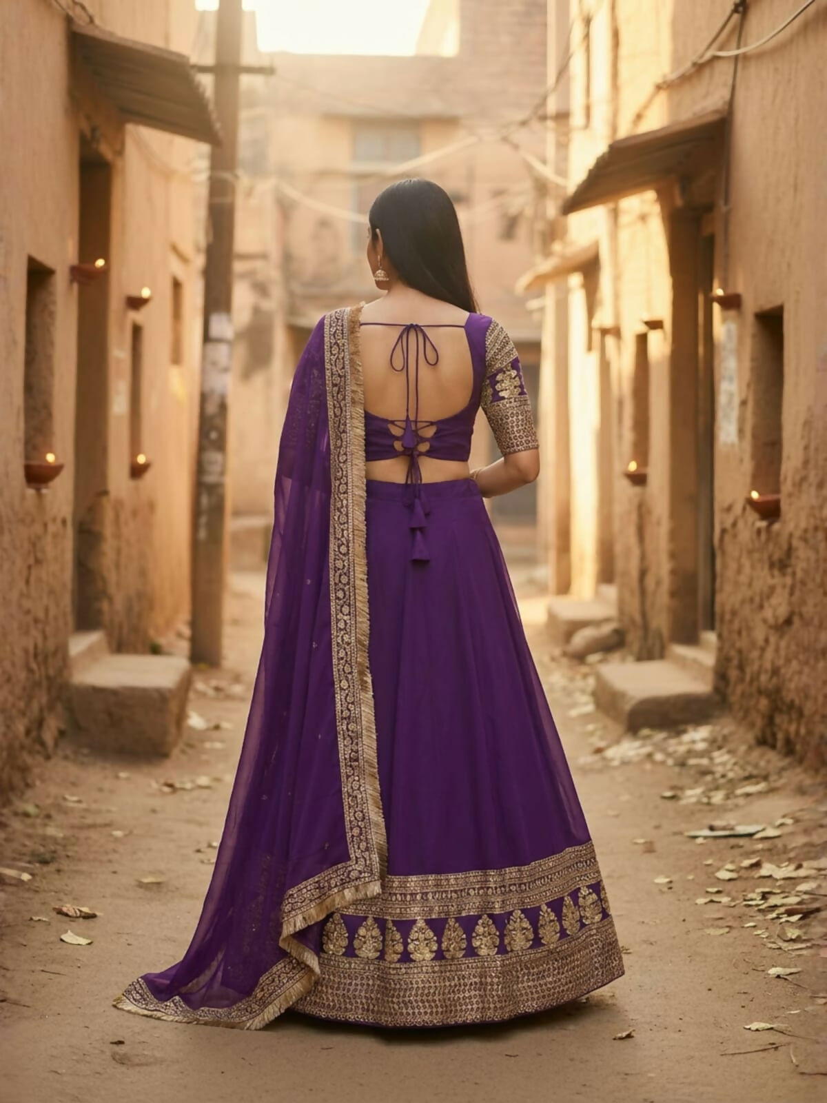 Lehenga Mart Designer Indian Wedding Lehenga Choli-Purple | Grocsy