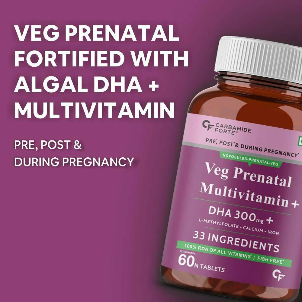Carbamide Forte Veg Prenatal Multivitamin Tablets with DHA for Women | Grocsy