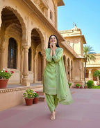 Teeya Creation Pista Color Natural Creap Silk Designer Fancy Party Wear Salwar Suit | Grocsy