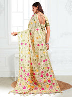 Shree Shyam Fashion Linen Cotton Off White Saree | Grocsy
