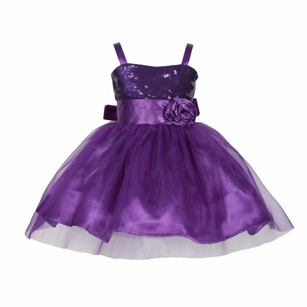 Asmaani Baby Girl's Purple Satin Knee Length Frock (AS-DRESS-22146) | Grocsy