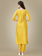 Jyoti Fashion Women's Yellow Rayon Embroidered Kurta Pant Set | Grocsy