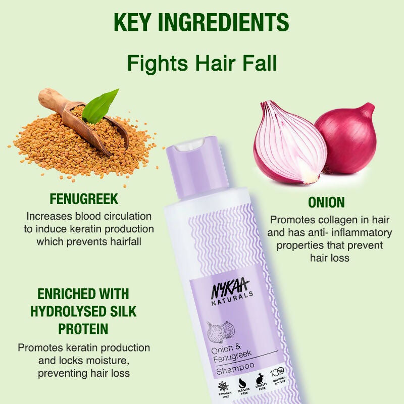 Nykaa Naturals Anti-Hair Fall Shampoo With Onion, Fenugreek | Grocsy