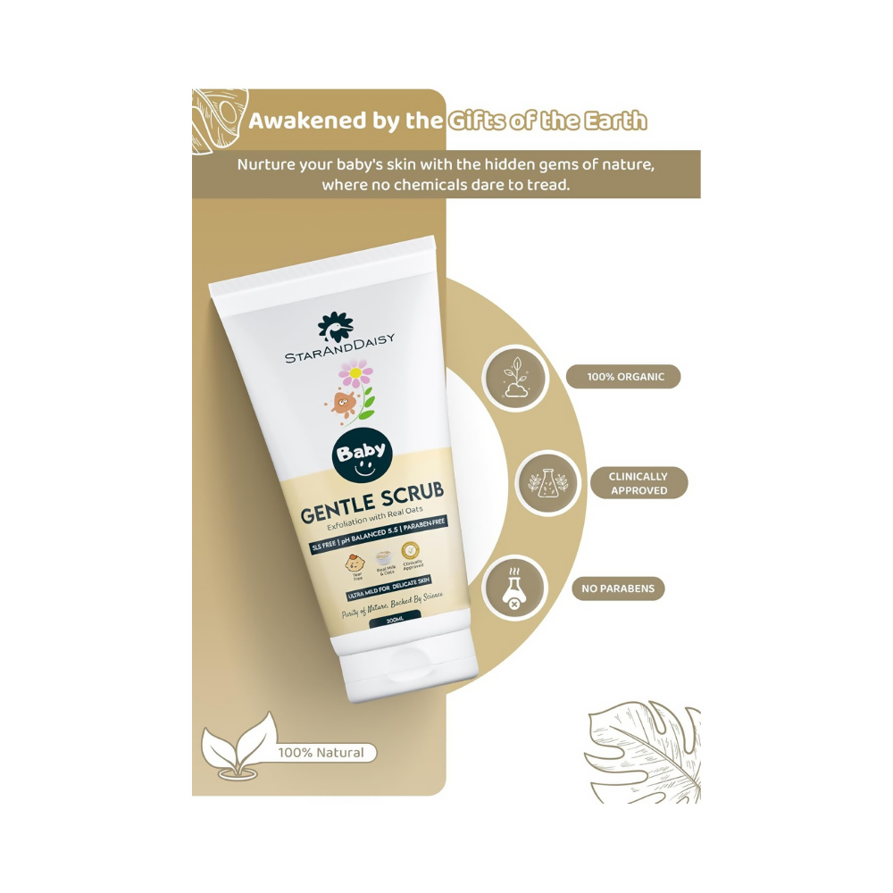 StarAndDaisy Baby Body Scrub with Real Milk & Oats, SLS Free & Paraben free with pH 5.5 | Grocsy