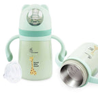 R for Rabbit Steebo Giffy Stainless Steel 2 in 1 Baby Spout Sipper Cup-Green(300ml) | Grocsy
