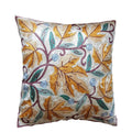 The Decor Nook Hand Embroidered Crewel Cushion Covers in Mustard & Chinar Leaf Motif with Off White Base | Grocsy
