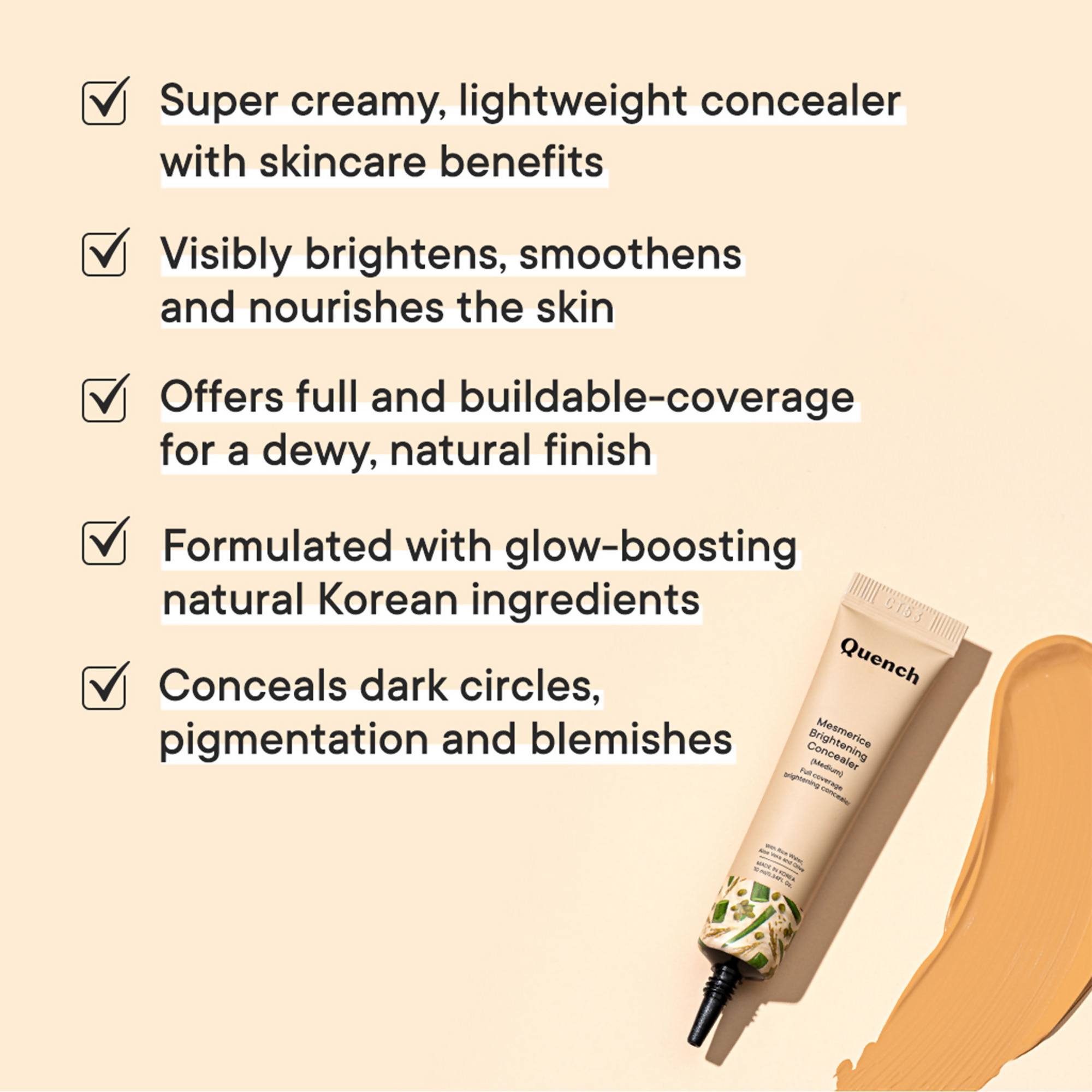 Quench Mesmerice Brightening Concealer - Medium | Grocsy