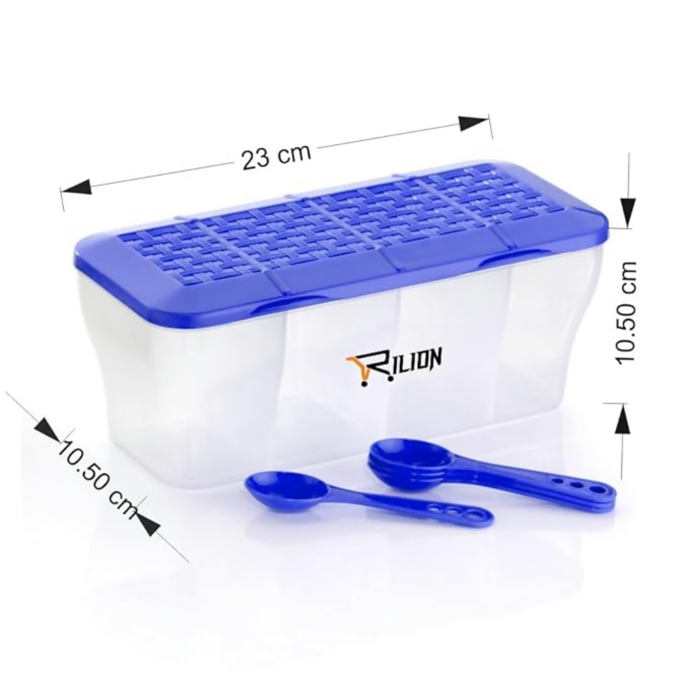RILION Multipurpose Plastic 4 In 1 Masala Box for Kitchen | Grocsy