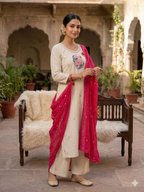 Teeya Creation New Trendy Fancy Premium Kurta Set - Cream | Grocsy