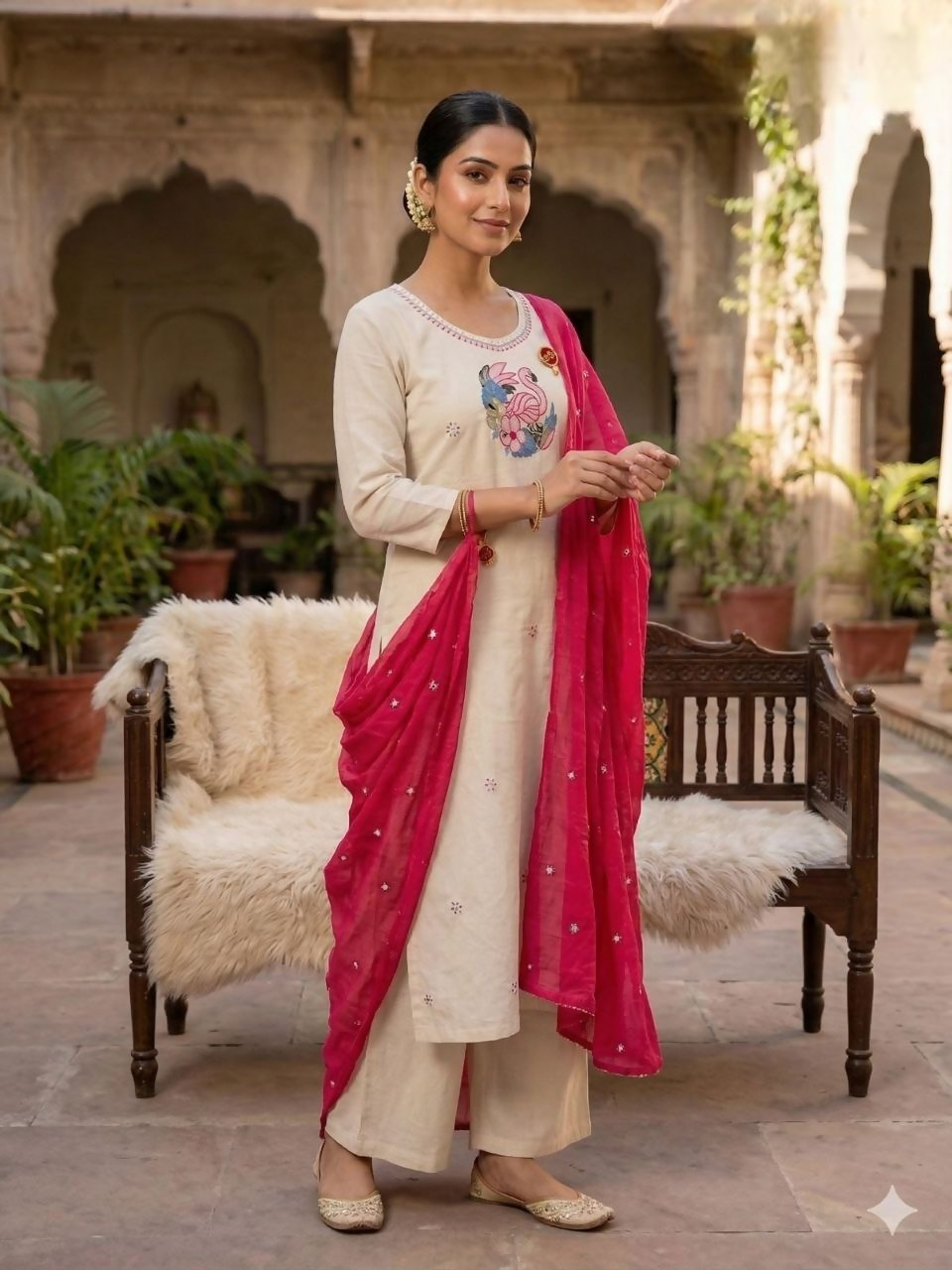 Teeya Creation New Trendy Fancy Premium Kurta Set - Cream | Grocsy