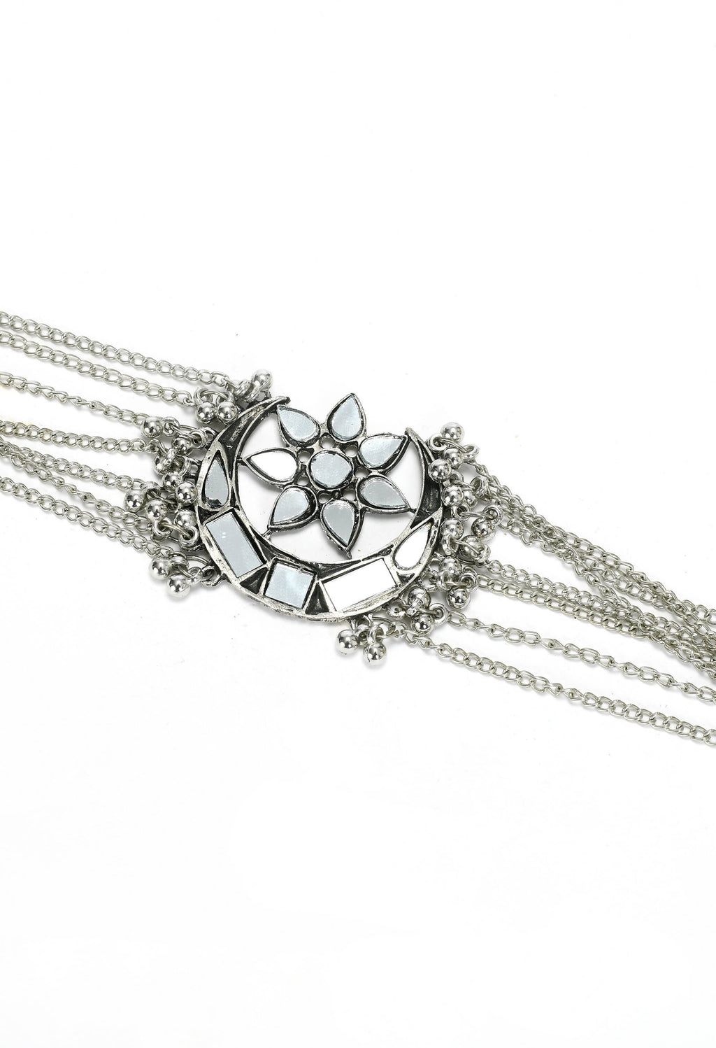 Mominos Fashion Johar Kamal Silver-Plated Brass Finish Mirror Work Choker For Women | Grocsy