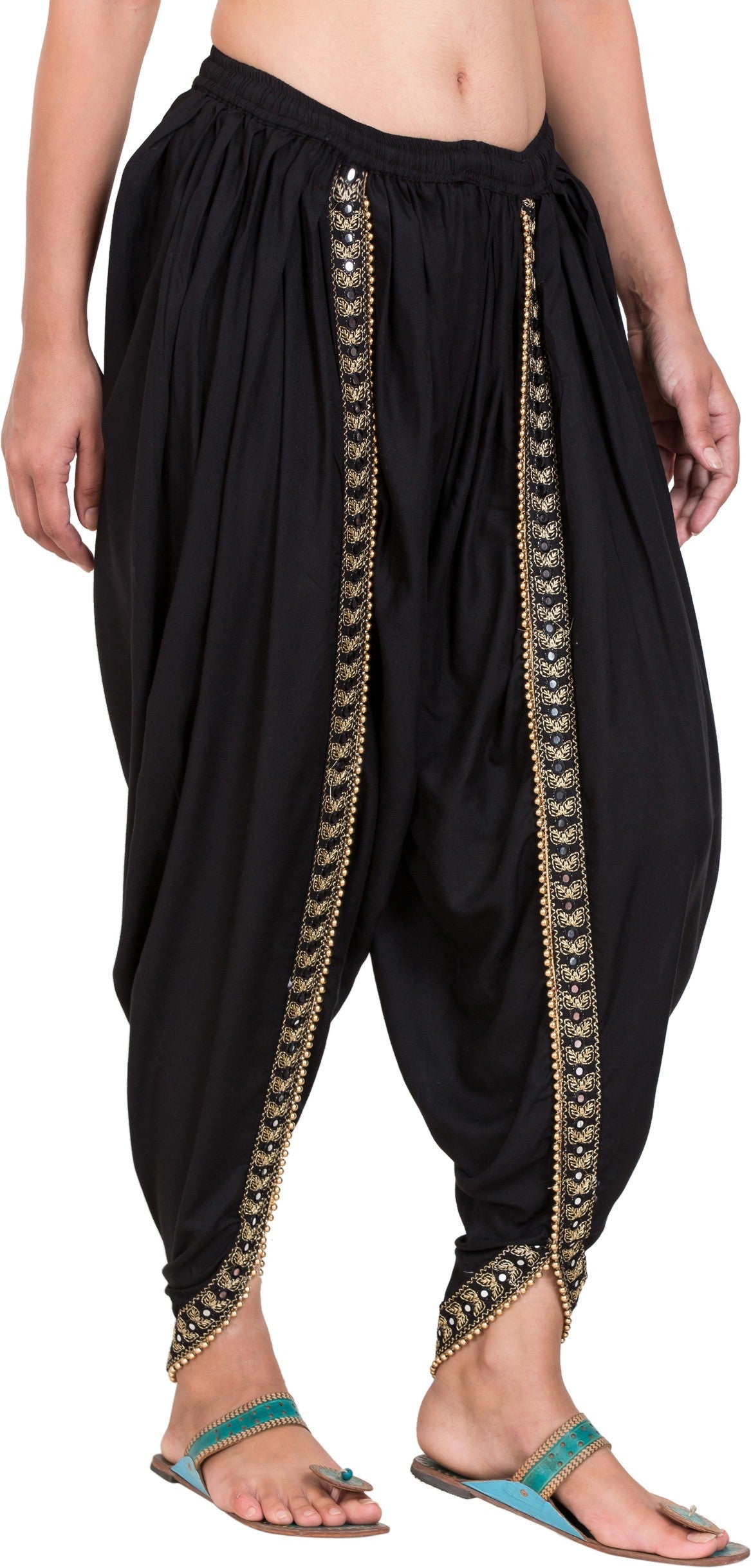 PAVONINE Black Color Embellished Beetel Rayon Fabric Patiala For Women & Girls | Grocsy