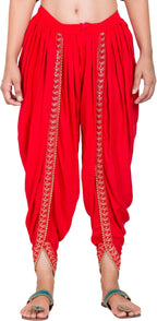 PAVONINE Red Color Embellished Beetel Rayon Fabric Patiala For Women & Girls | Grocsy