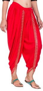 PAVONINE Red Color Embellished Beetel Rayon Fabric Patiala For Women & Girls | Grocsy