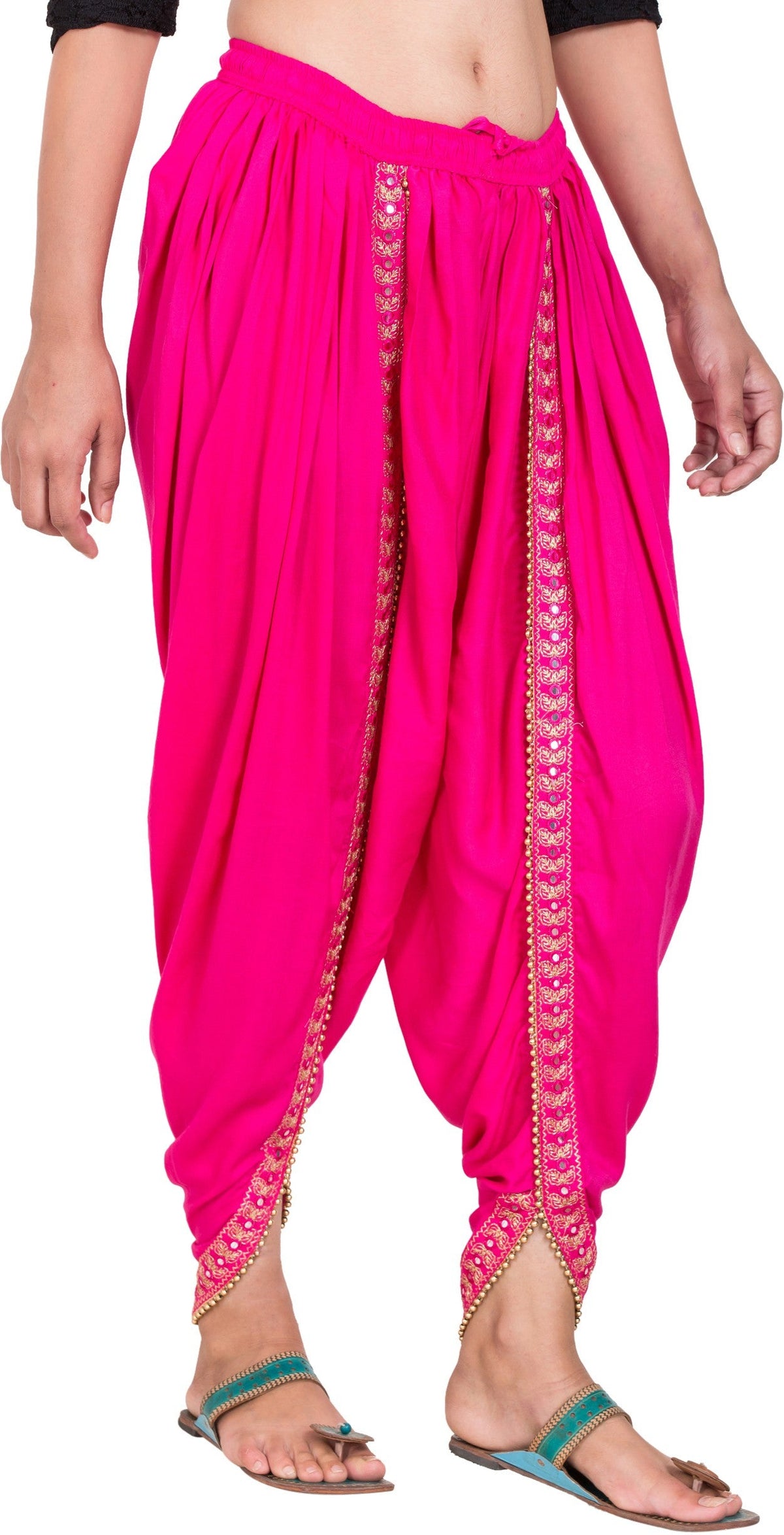 PAVONINE Rani Color Embellished Beetel Rayon Fabric Patiala For Women & Girls | Grocsy
