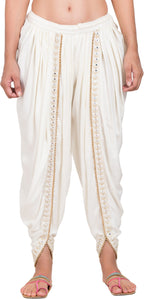 PAVONINE Off-White Color Embellished Beetel Rayon Fabric Patiala For Women & Girls | Grocsy