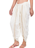 PAVONINE Off-White Color Embellished Beetel Rayon Fabric Patiala For Women & Girls | Grocsy