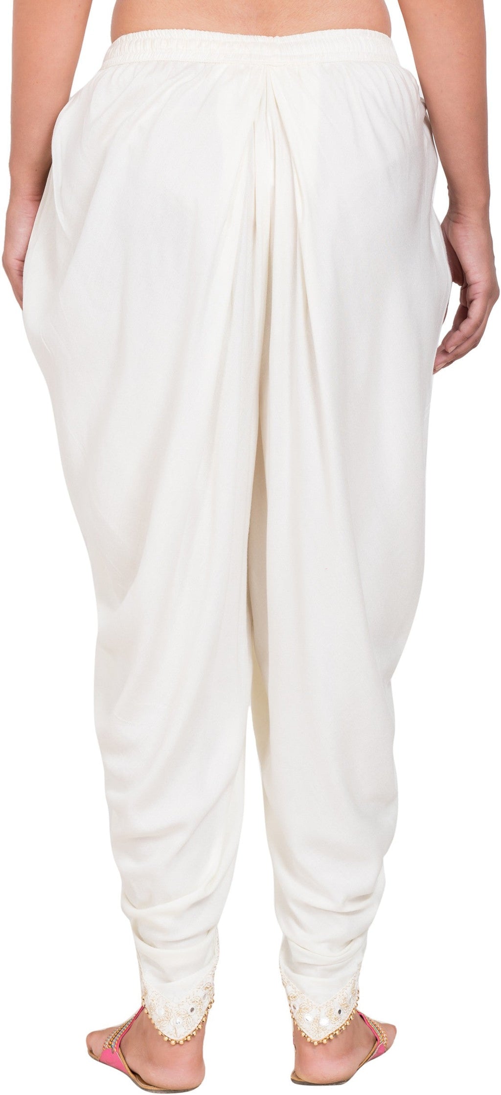 PAVONINE Off-White Color Embellished Beetel Rayon Fabric Patiala For Women & Girls | Grocsy