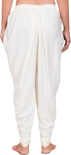 PAVONINE Off-White Color Embellished Beetel Rayon Fabric Patiala For Women & Girls | Grocsy
