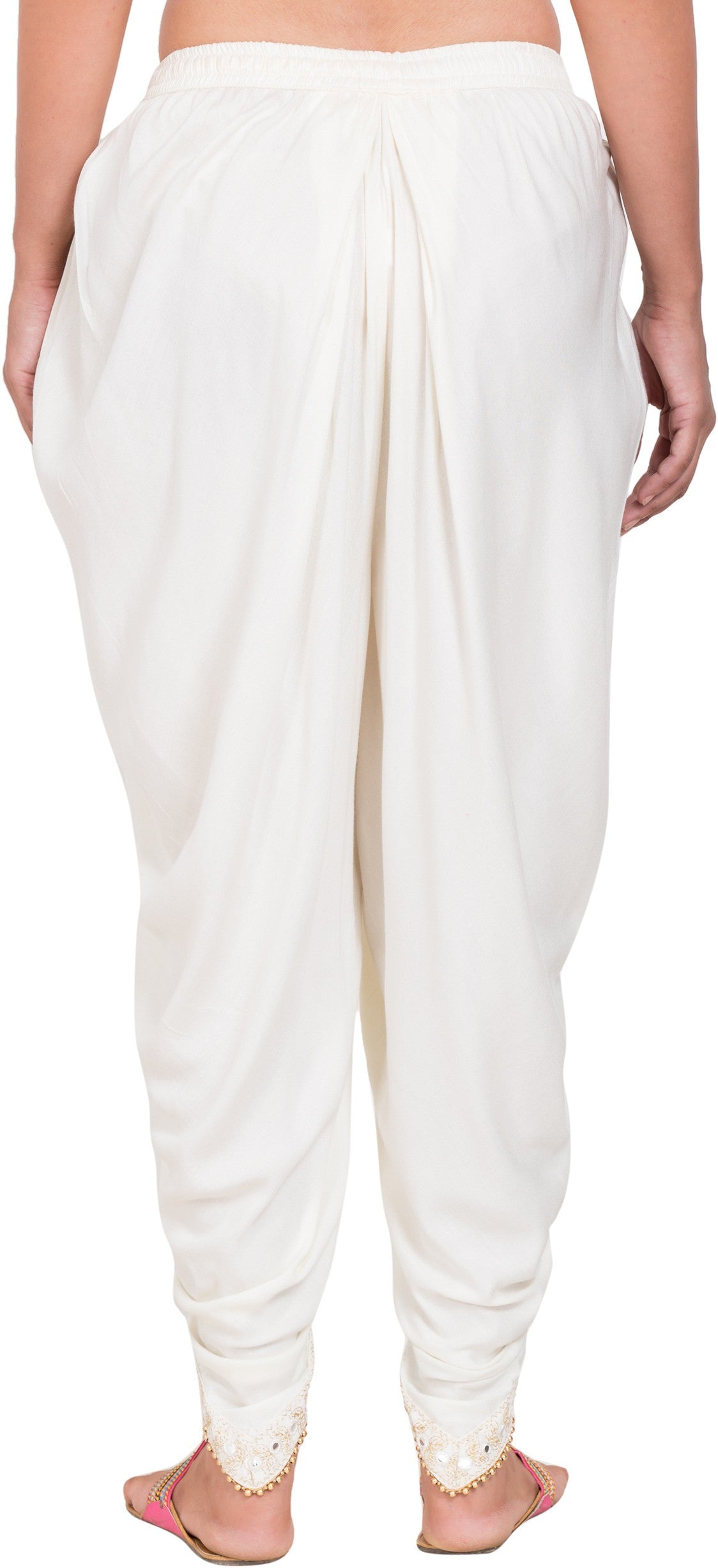 PAVONINE Off-White Color Embellished Beetel Rayon Fabric Patiala For Women & Girls | Grocsy