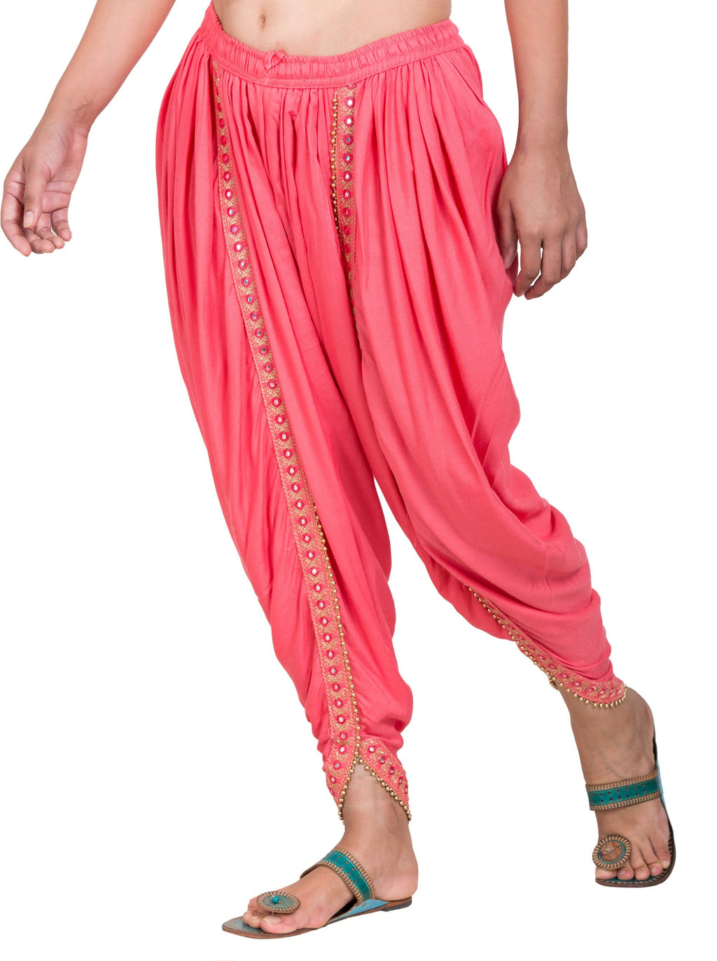 PAVONINE Gajri Color Embellished Beetel Rayon Fabric Patiala For Women & Girls | Grocsy