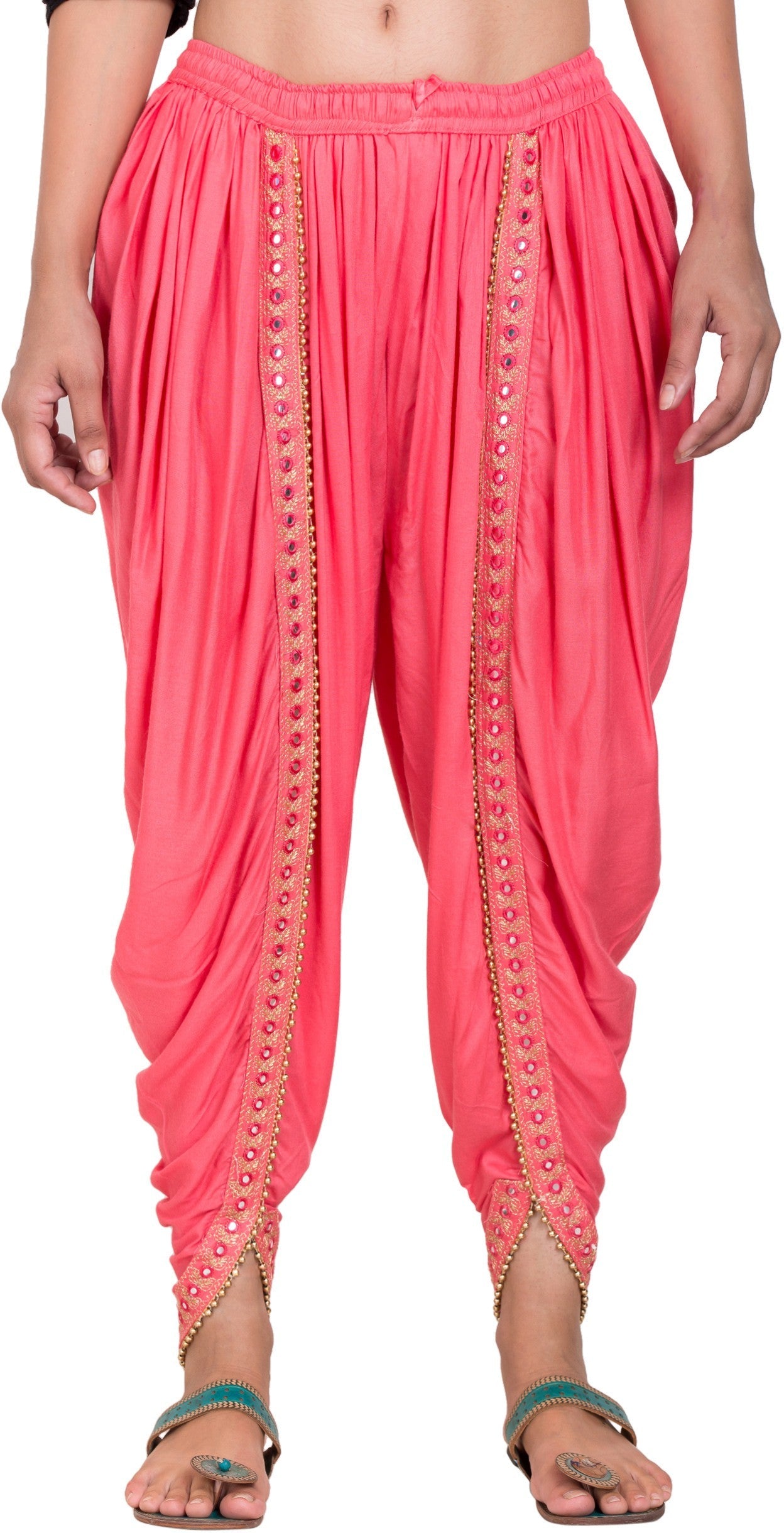 PAVONINE Gajri Color Embellished Beetel Rayon Fabric Patiala For Women & Girls | Grocsy