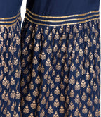 PAVONINE Navy Blue Color 3-Panels Sequence Printed Flared Sharara For Women & Girls | Grocsy