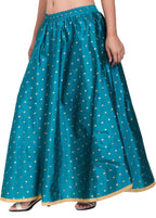 PAVONINE Firozi Color Golden Zari Work Satan Fabric Maxi Skirt For Women | Grocsy