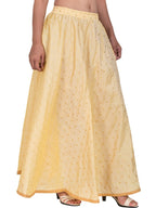 PAVONINE Beige Color Golden Zari Work Satan Fabric Maxi Skirt For Women | Grocsy