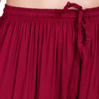 PAVONINE Maroon Color Solid 3-Panels Flared Sharara | Grocsy
