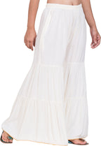 PAVONINE White Color Solid 3-Panels Flared Sharara | Grocsy