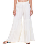 PAVONINE White Color Solid 3-Panels Flared Sharara | Grocsy