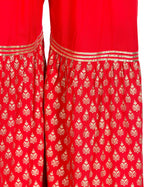 PAVONINE Red Color 3-Panels Sequence Printed Flared Sharara For Women & Girls | Grocsy