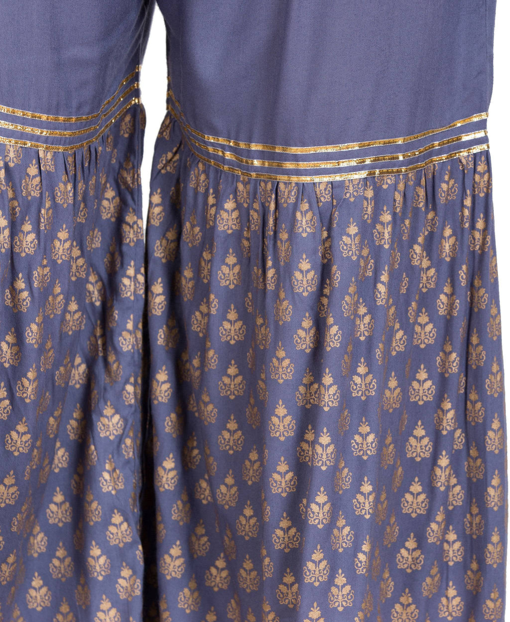 PAVONINE Grey Color 3-Panels Sequence Printed Flared Sharara For Women & Girls | Grocsy