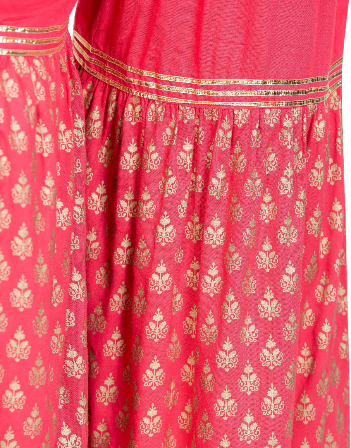 PAVONINE Gajri Color 3-Panels Sequence Printed Flared Sharara For Women & Girls | Grocsy