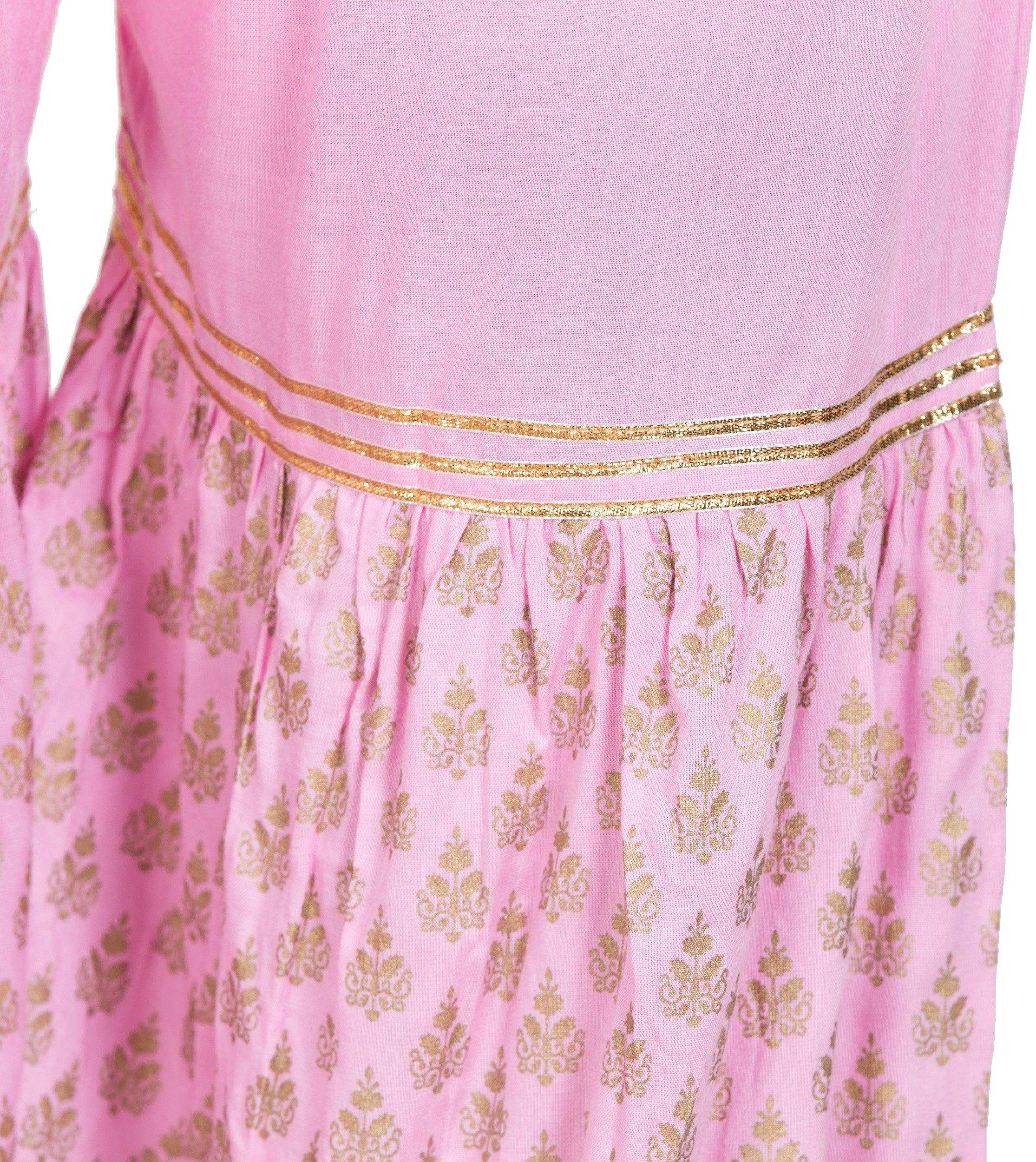 PAVONINE Pink Color 3-Panels Sequence Printed Flared Sharara For Women & Girls | Grocsy