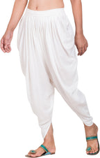 PAVONINE White Color Solid Beetel Rayon Fabric Patiala For Women & Girls | Grocsy