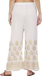 PAVONINE White Color Golden Printed Rayon Fabric Sharara For Women & Girls | Grocsy