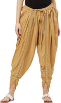 PAVONINE Beige Color Embellished Beetel Rayon Fabric Patiala For Women & Girls | Grocsy