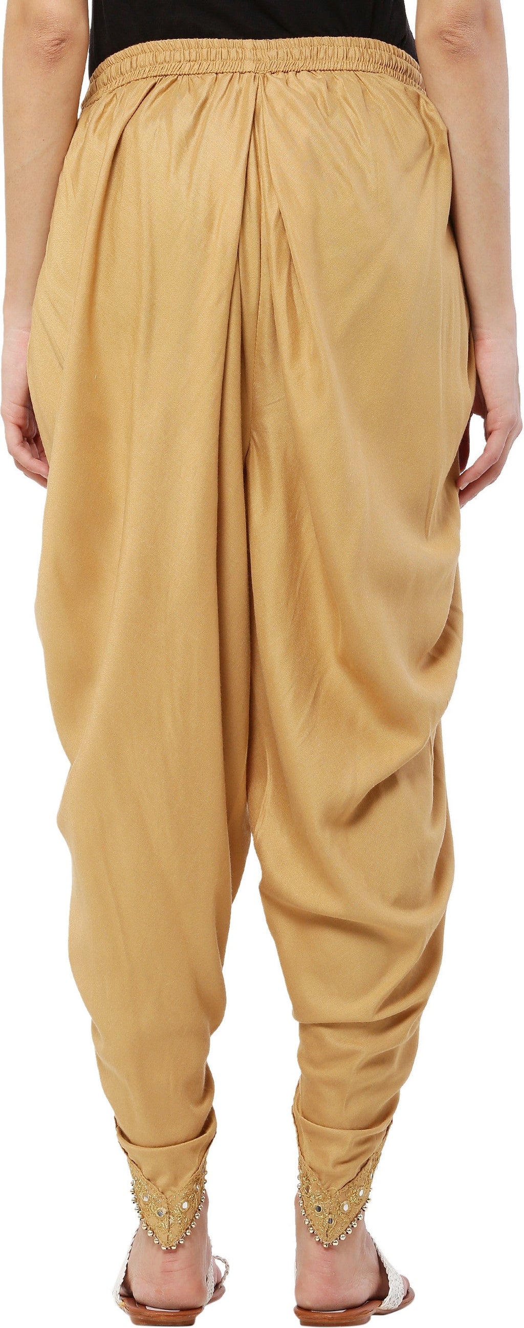 PAVONINE Beige Color Embellished Beetel Rayon Fabric Patiala For Women & Girls | Grocsy